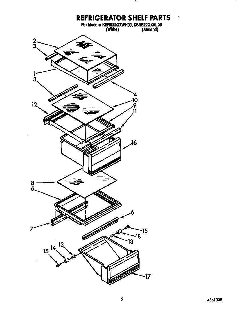 KitchenAid KSRS22QXWH00 refrigerator shelf diagram