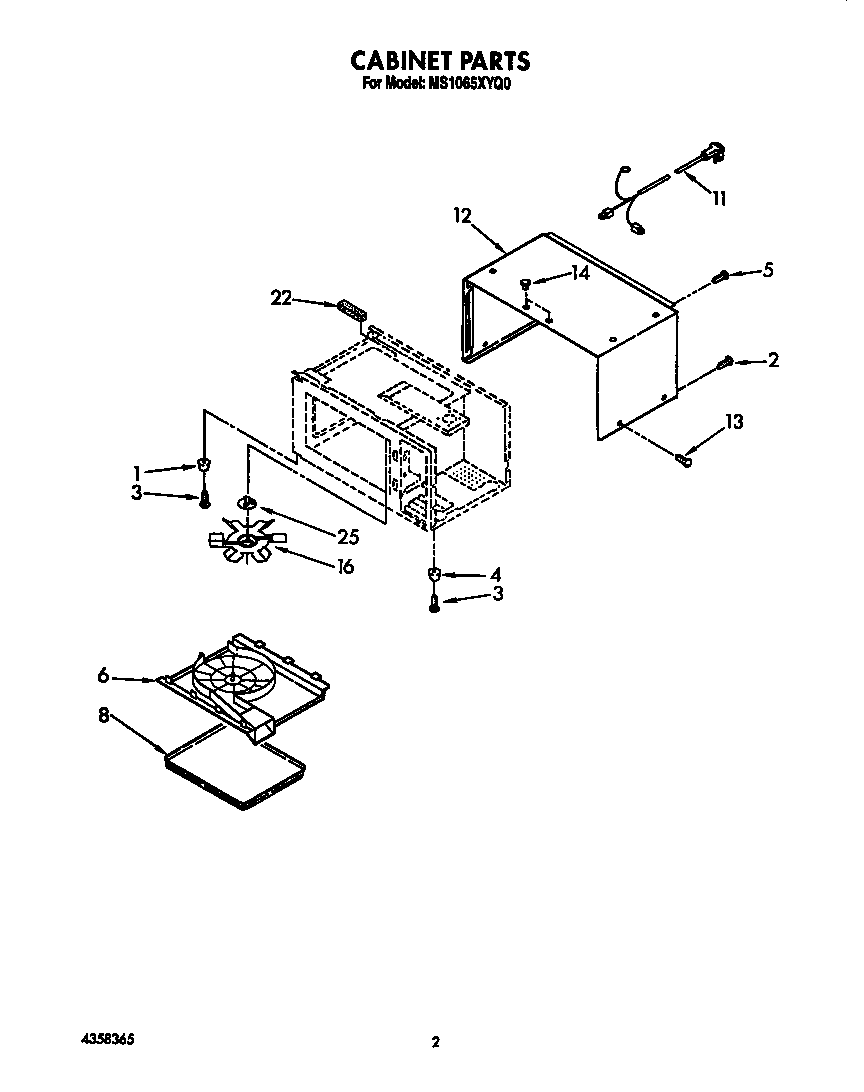Whirlpool MS1065XYQ0 cabinet diagram