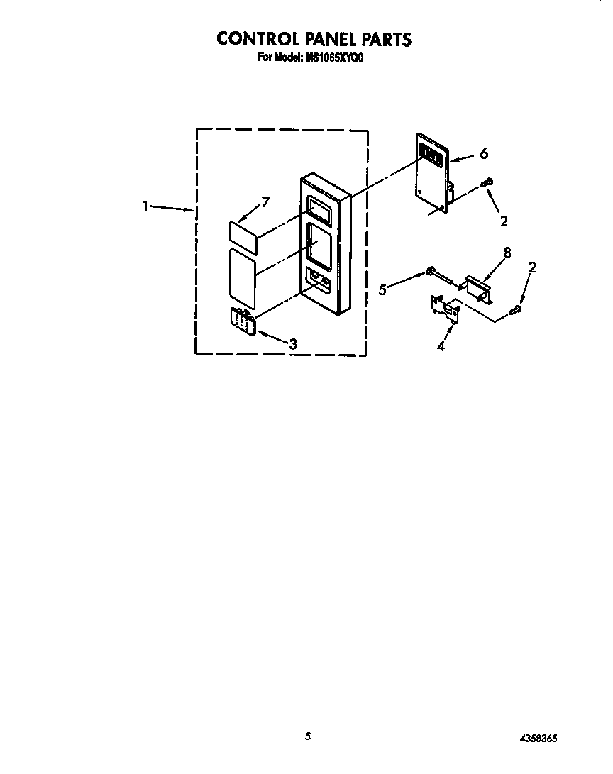 Whirlpool MS1065XYQ0 control panel diagram