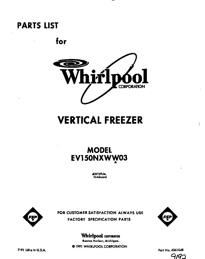 Whirlpool EV150NXWW03 front cover diagram