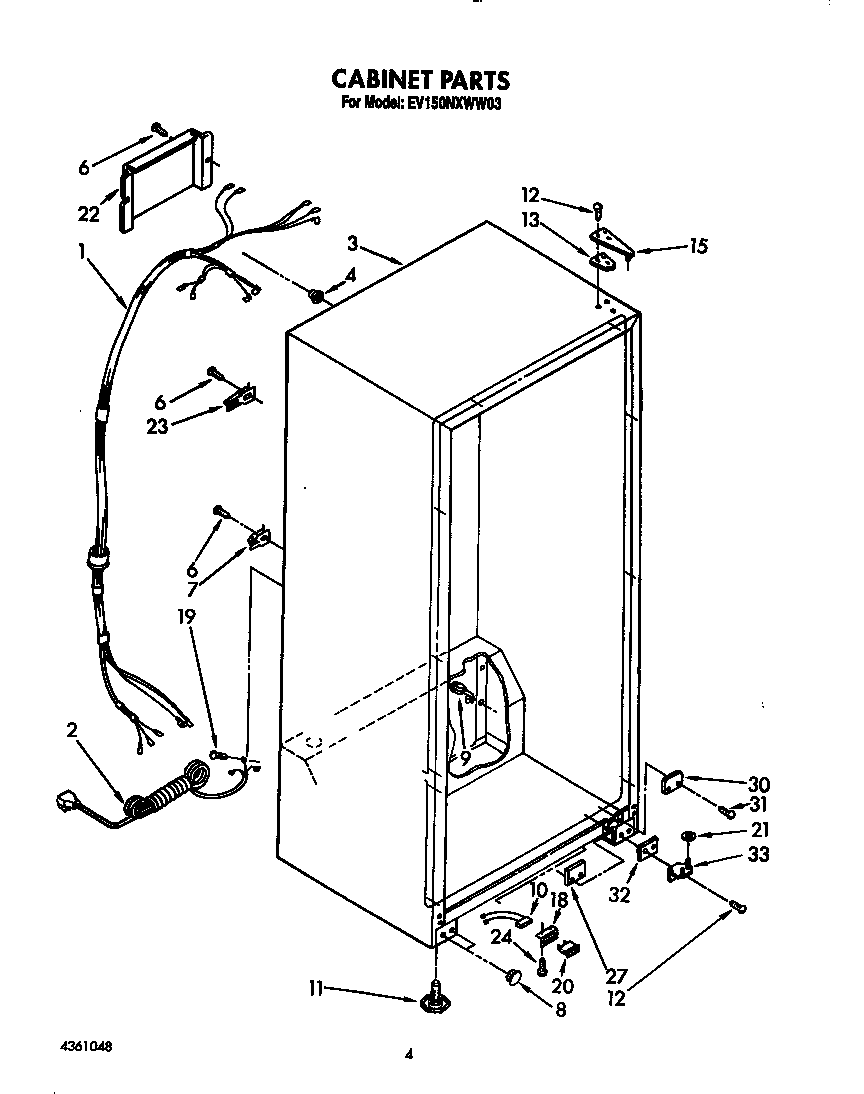 Whirlpool EV150NXWW03 cabinet diagram