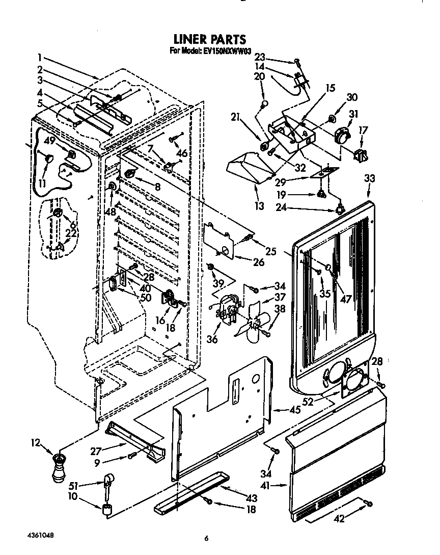 Whirlpool EV150NXWW03 liner diagram