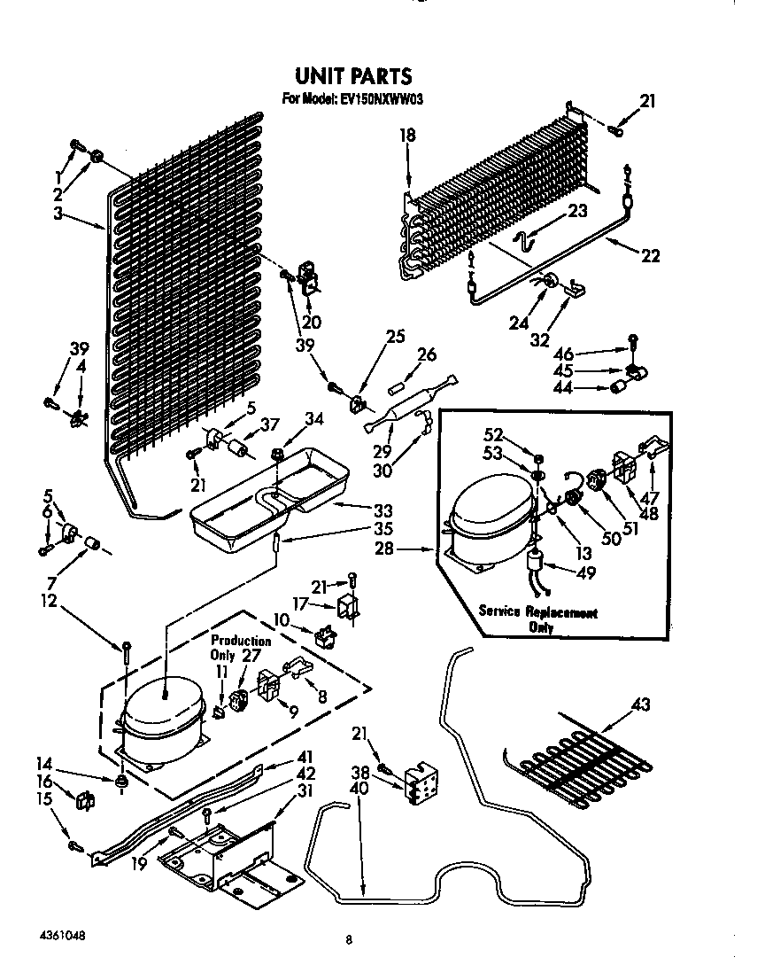 Whirlpool EV150NXWW03 unit diagram