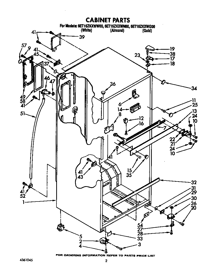 Whirlpool 6ET16ZKXWW00 cabinet diagram