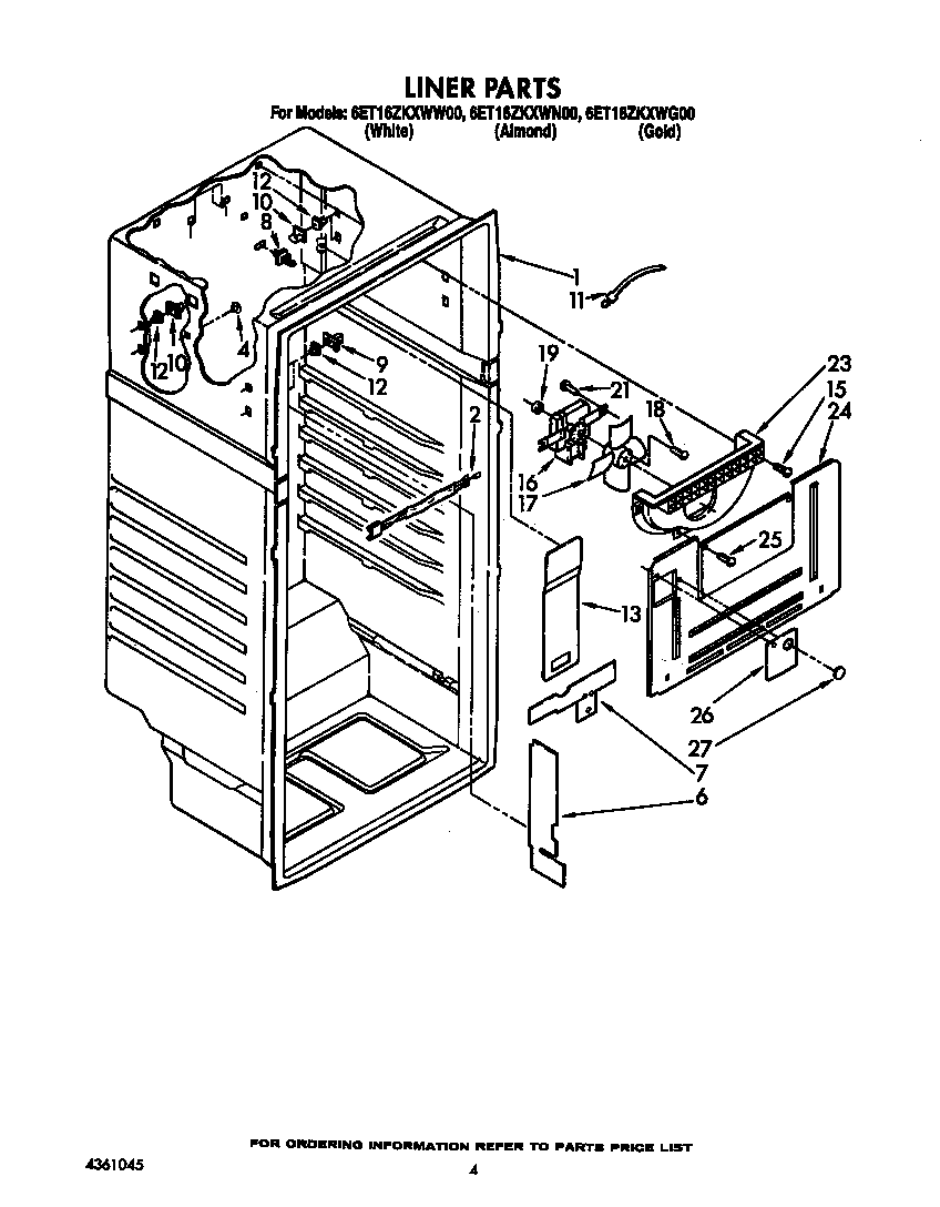 Whirlpool 6ET16ZKXWW00 liner diagram