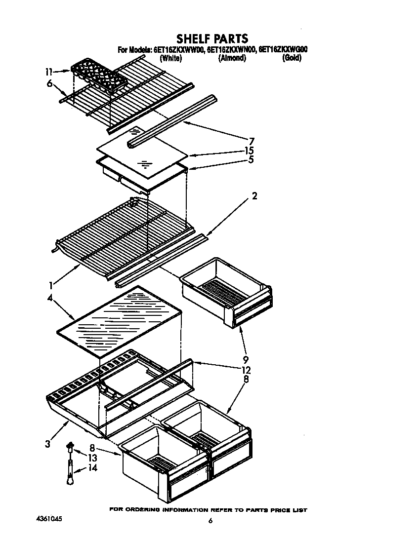 Whirlpool 6ET16ZKXWW00 shelf diagram