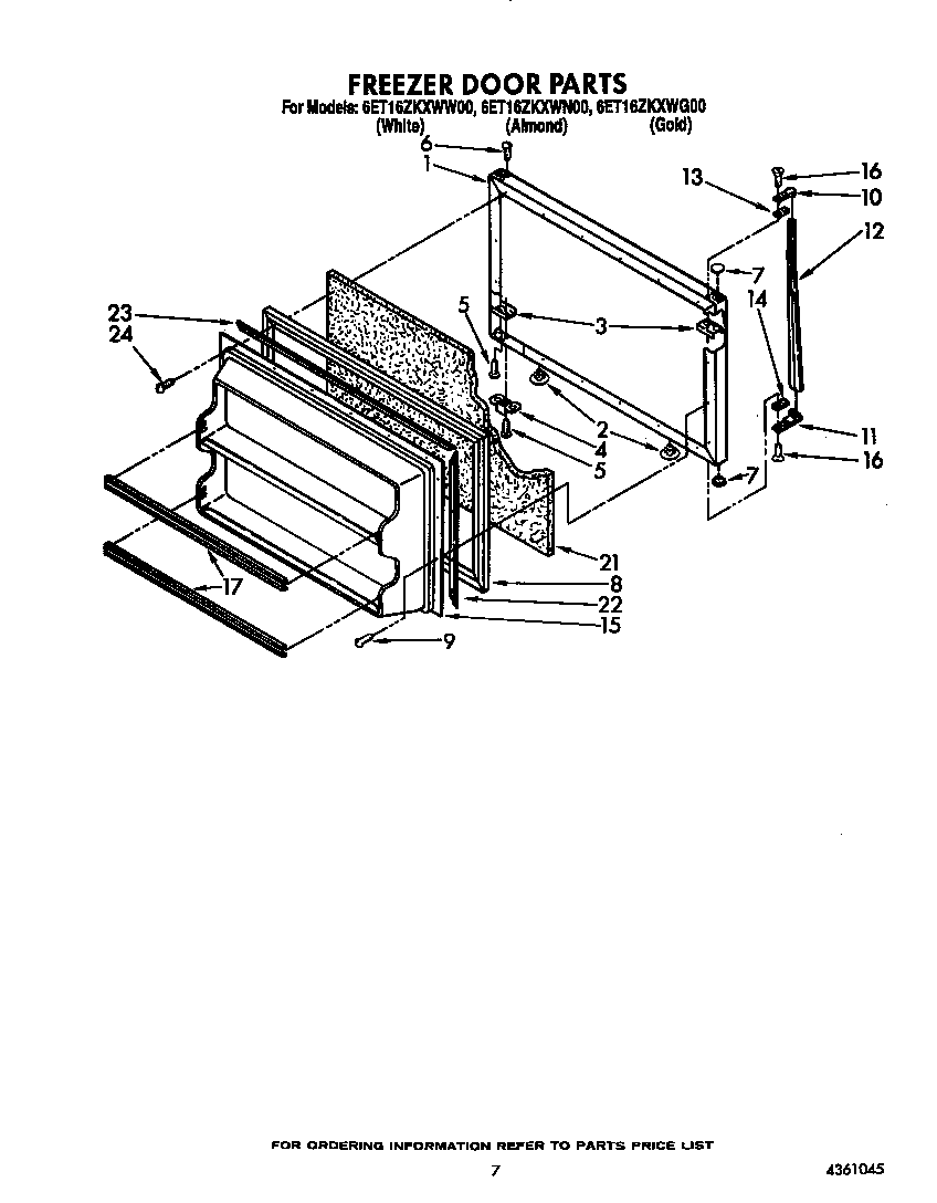 Whirlpool 6ET16ZKXWW00 freezer door diagram
