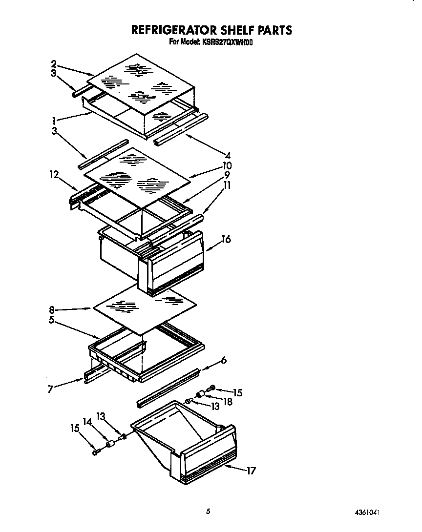 KitchenAid KSRS27QXWH00 refrigerator shelf diagram