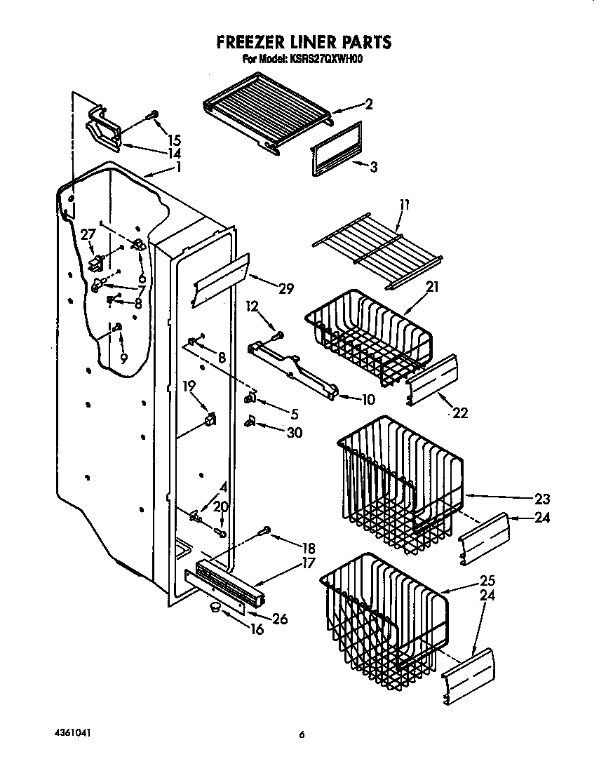 KitchenAid KSRS27QXWH00 freezer liner diagram