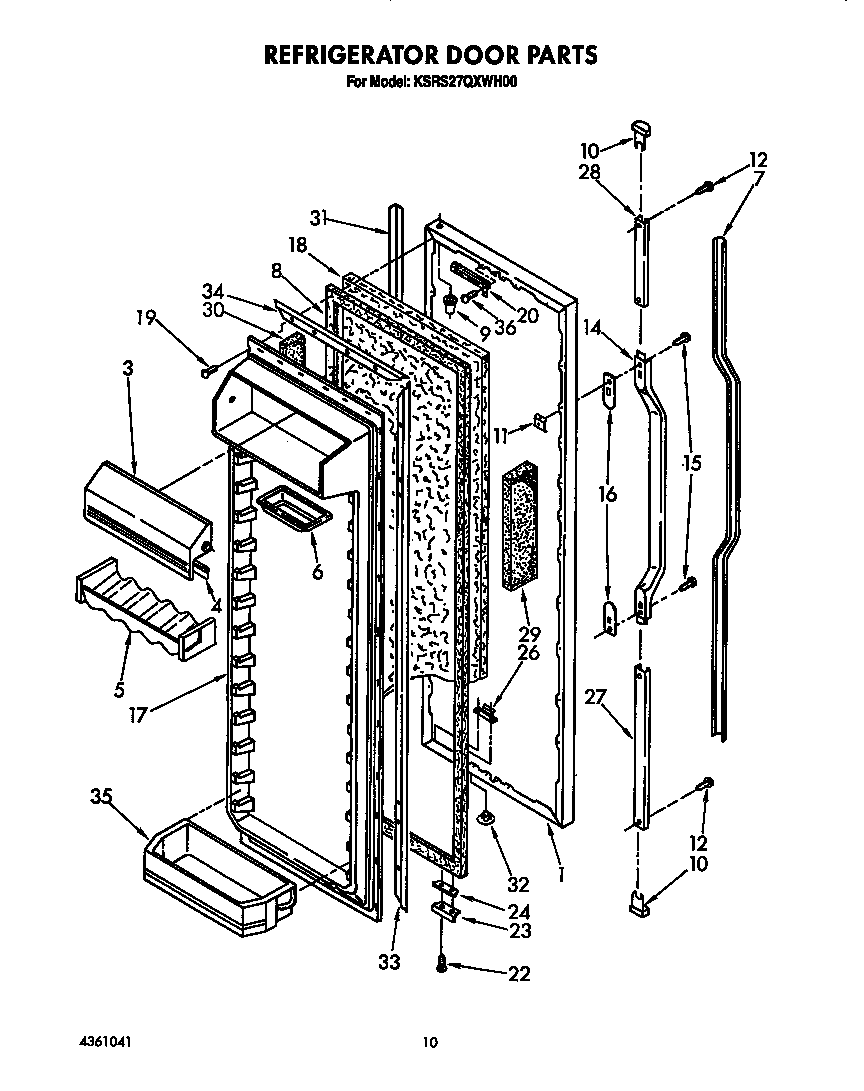 KitchenAid KSRS27QXWH00 refrigerator door diagram