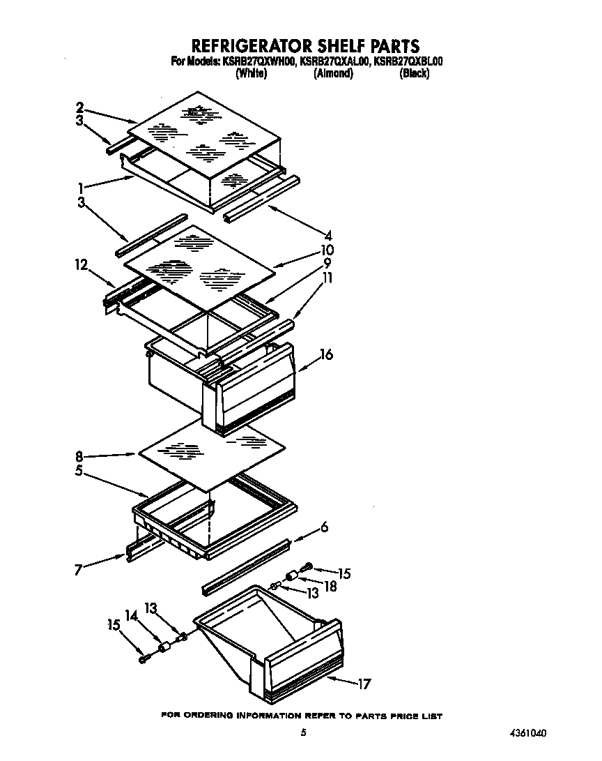KitchenAid KSRB27QXWH00 refrigerator shelf diagram