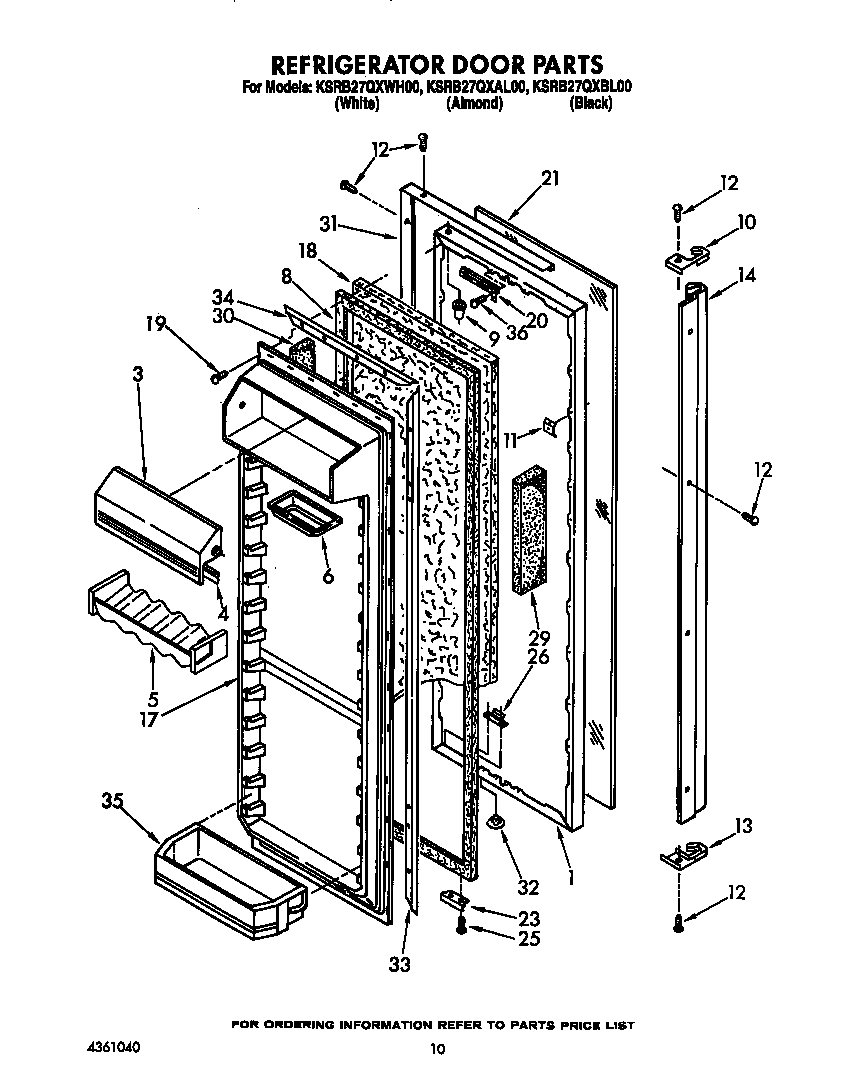 KitchenAid KSRB27QXWH00 refrigerator door diagram