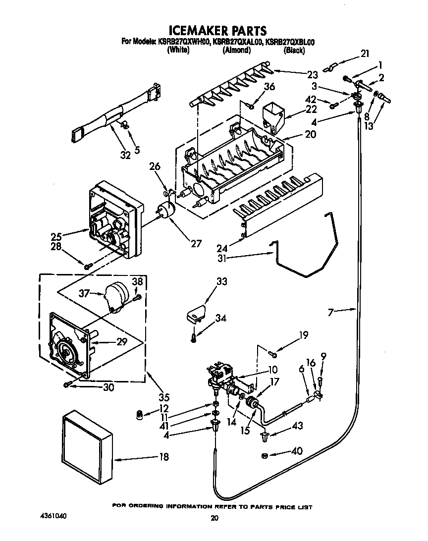 KitchenAid KSRB27QXWH00 icemaker diagram
