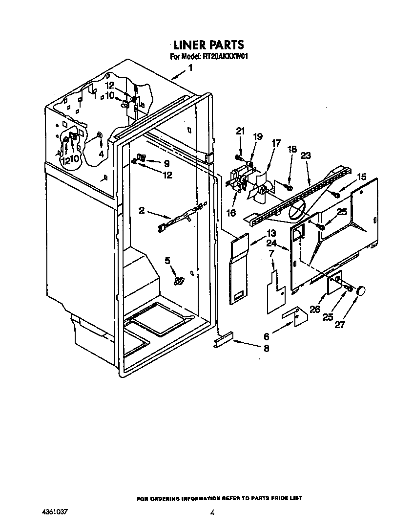 Roper RT20AKXXW01 liner diagram