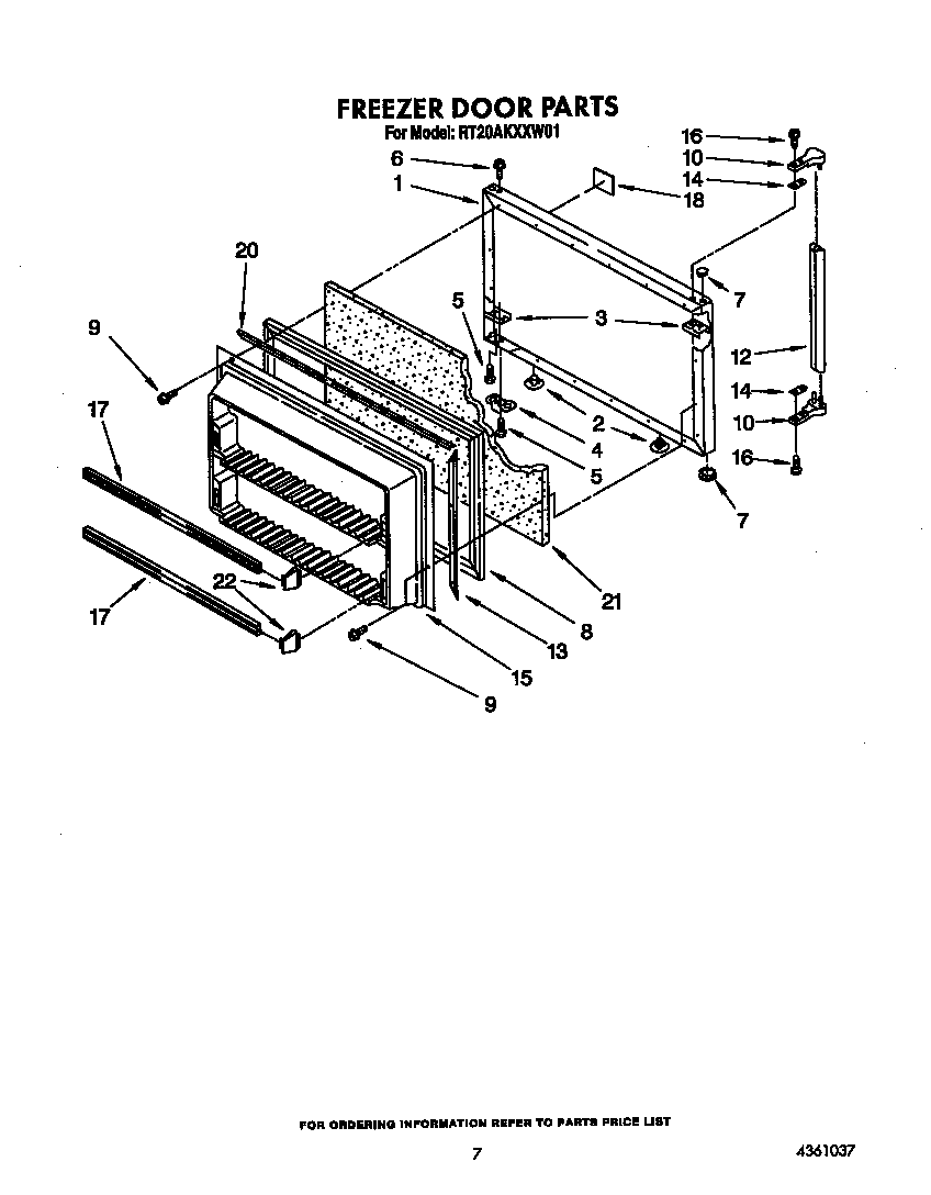 Roper RT20AKXXW01 freezer door diagram