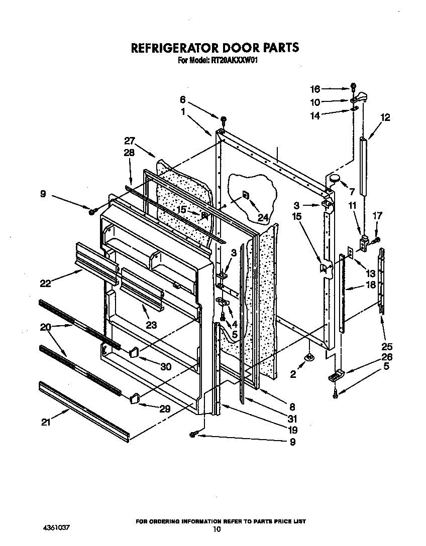 Roper RT20AKXXW01 refrigerator door diagram
