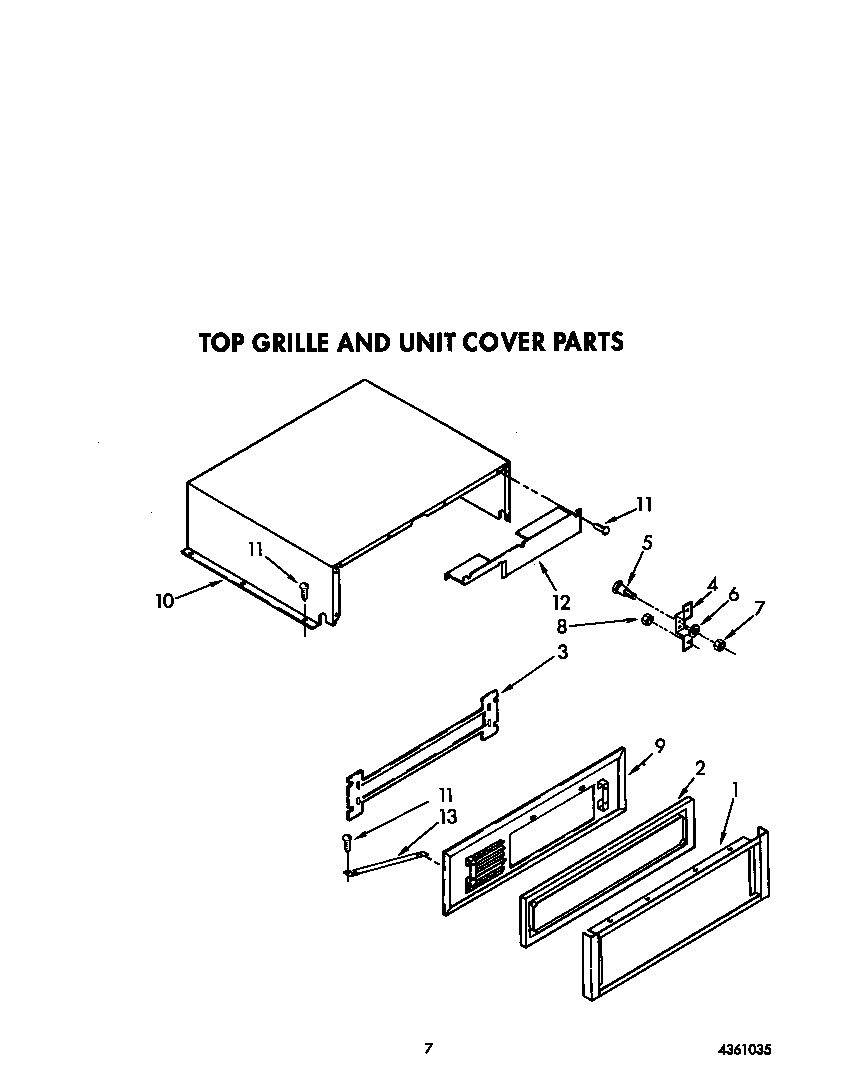 KitchenAid KSSS48MWX00 top grille and unit cover diagram