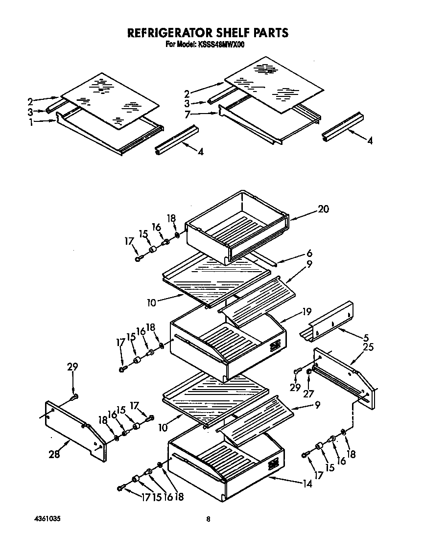 KitchenAid KSSS48MWX00 refrigerator shelf diagram
