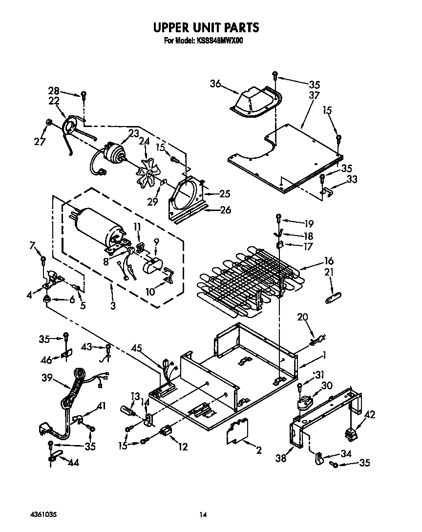 KitchenAid KSSS48MWX00 upper unit diagram