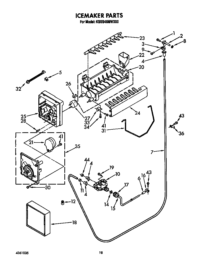 KitchenAid KSSS48MWX00 icemaker diagram