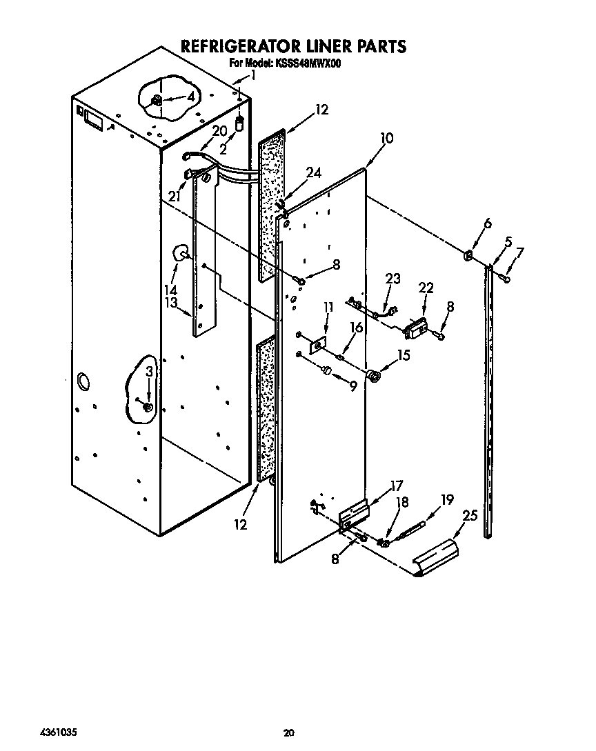 KitchenAid KSSS48MWX00 refrigerator liner diagram
