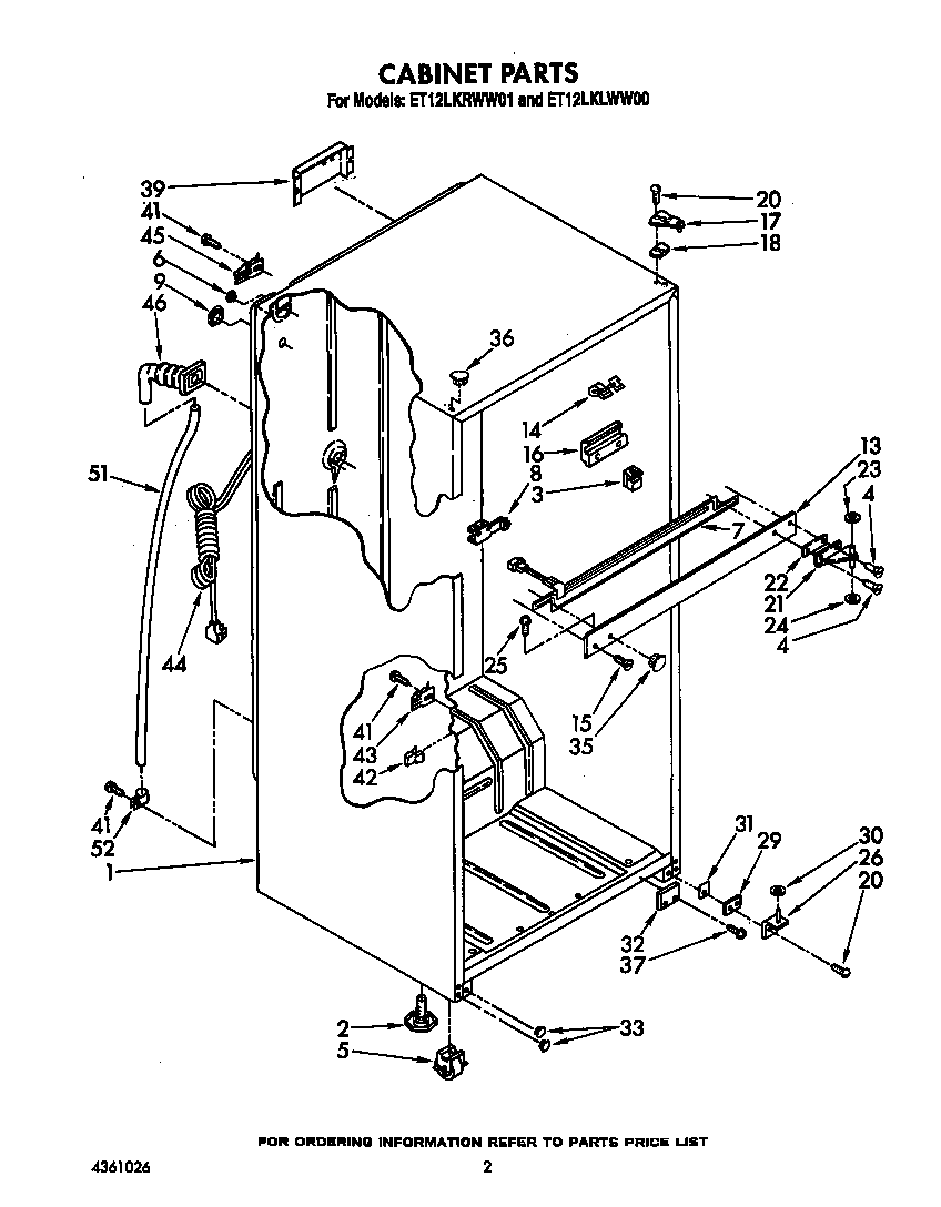 Whirlpool ET12LKRWW01 cabinet diagram