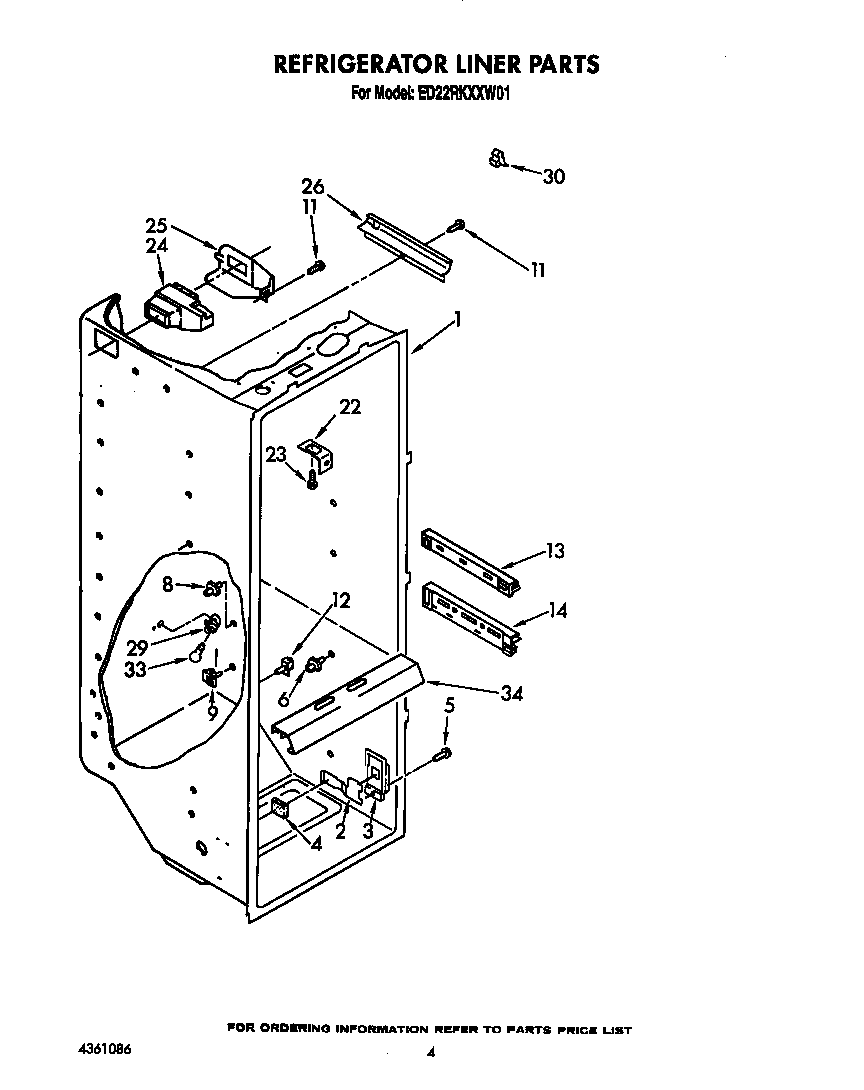 Whirlpool ED22RKXXW01 refrigerator liner diagram