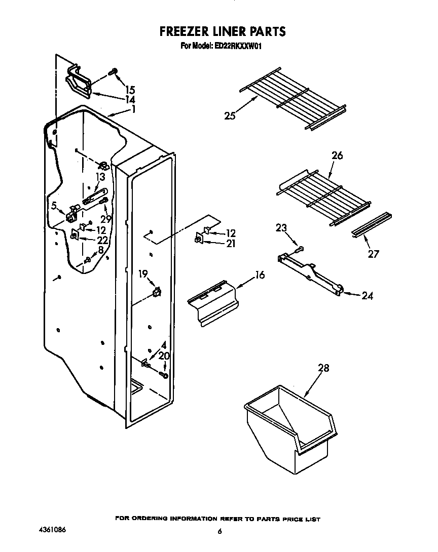 Whirlpool ED22RKXXW01 freezer liner diagram