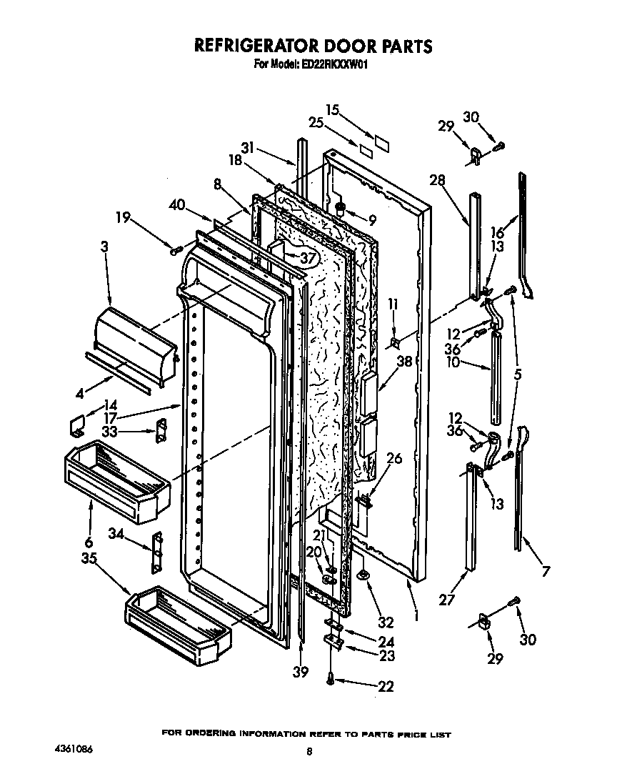Whirlpool ED22RKXXW01 refrigerator door diagram