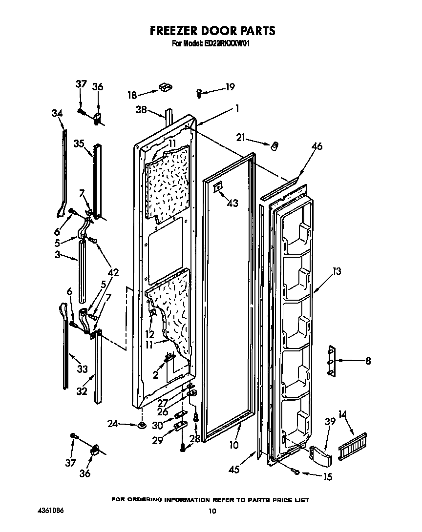 Whirlpool ED22RKXXW01 freezer door diagram
