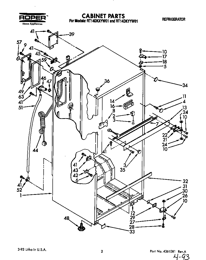 Roper RT14DKYYW01 cabinet diagram