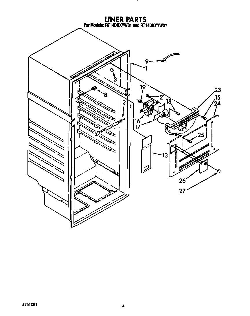Roper RT14DKYYW01 liner diagram