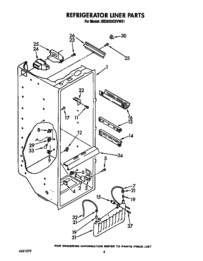 Whirlpool 3ED25DQXVW01 refrigerator liner diagram