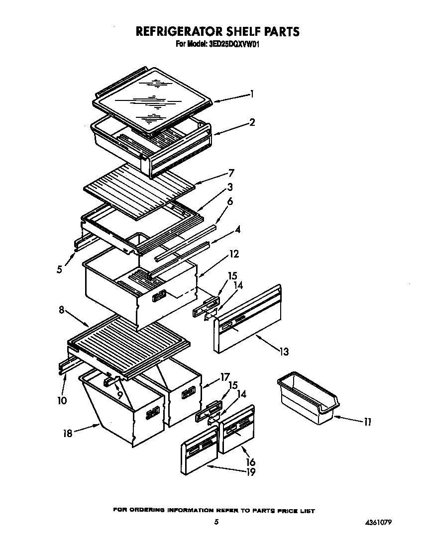 Whirlpool 3ED25DQXVW01 refrigerator shelf diagram