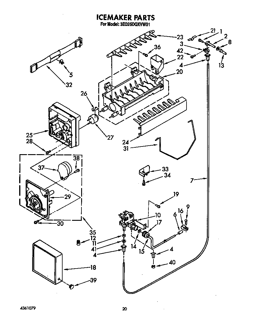 Whirlpool 3ED25DQXVW01 icemaker diagram