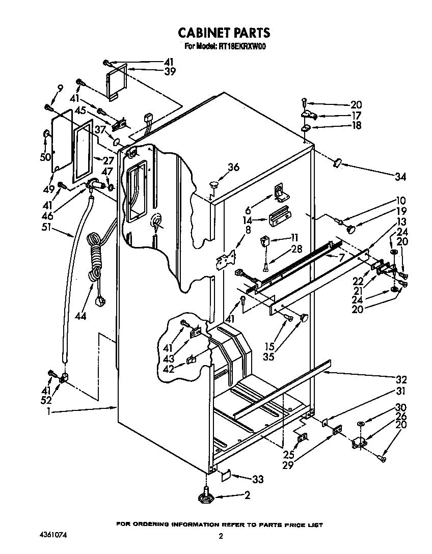 Roper RT18EKRXW00 cabinet diagram