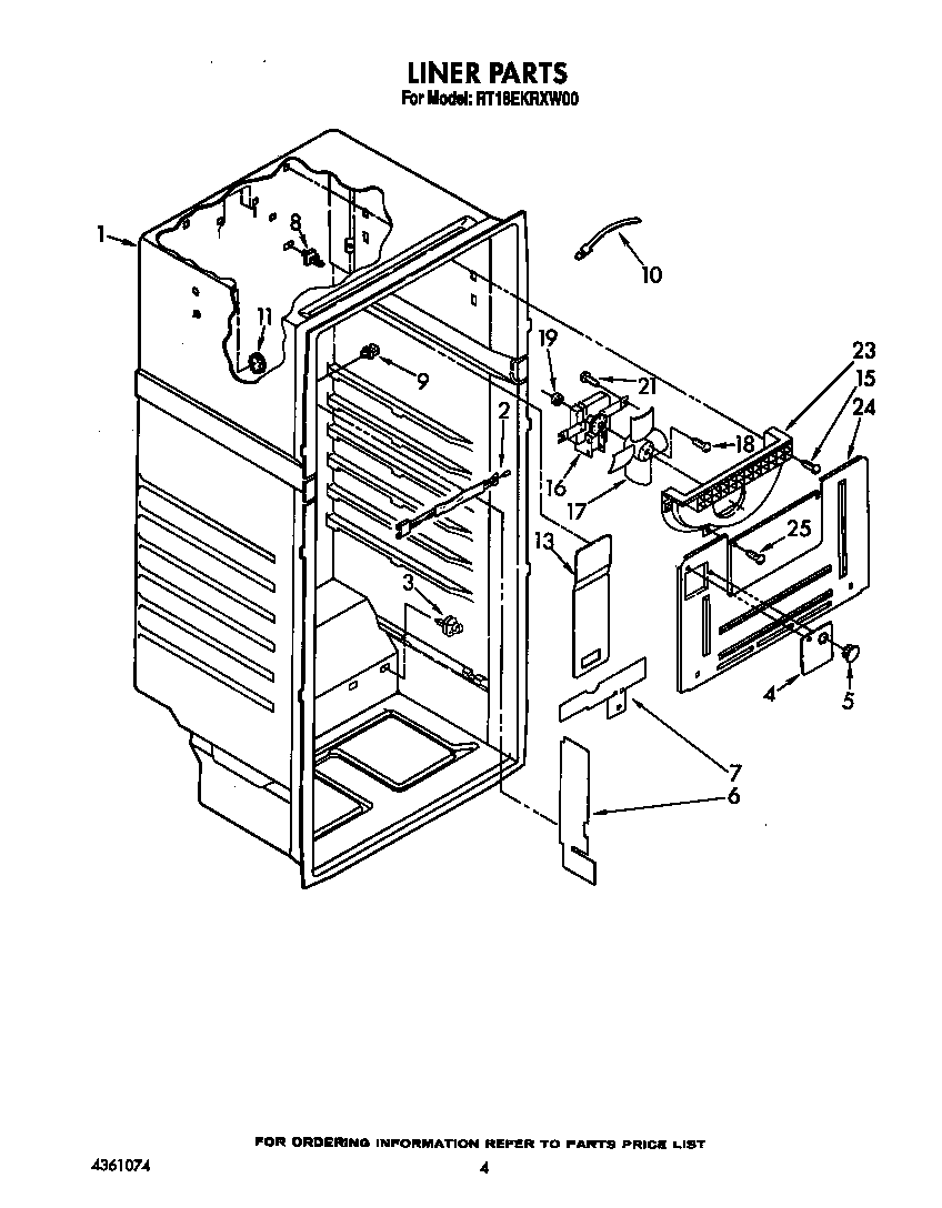 Roper RT18EKRXW00 liner diagram
