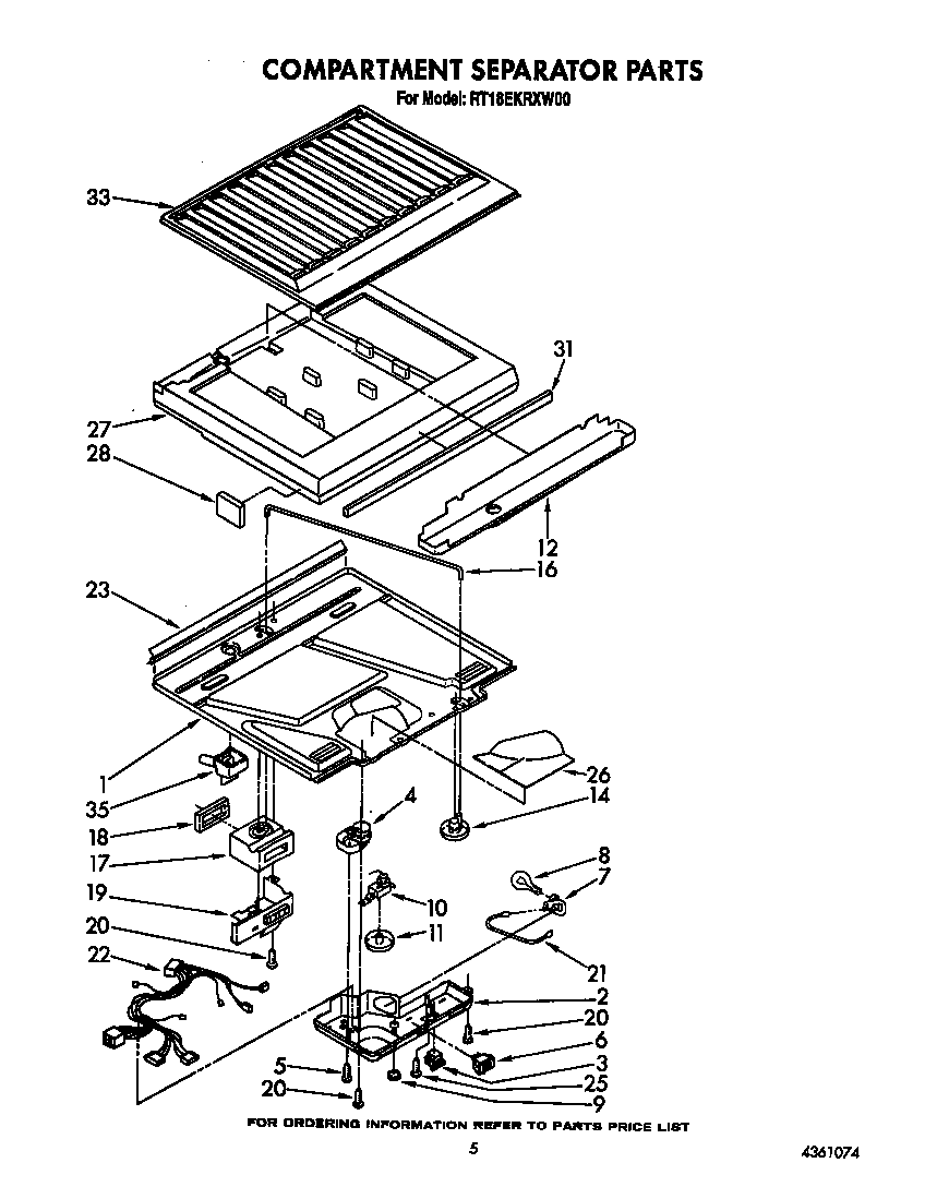 Roper RT18EKRXW00 compartment separator diagram