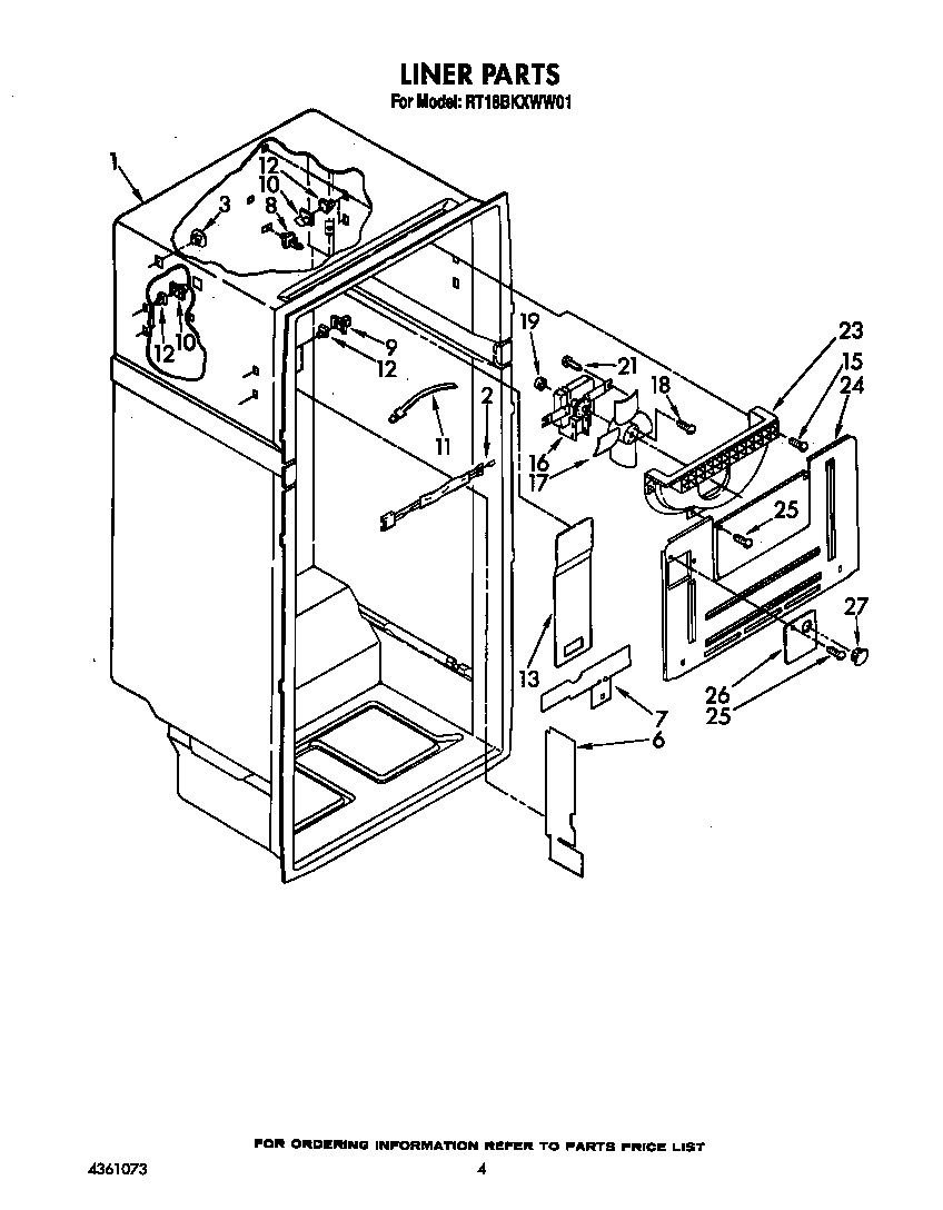 Roper RT18BKXWW01 liner diagram