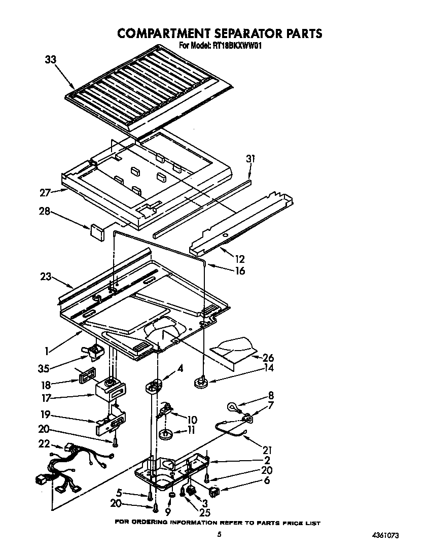 Roper RT18BKXWW01 compartment separator diagram