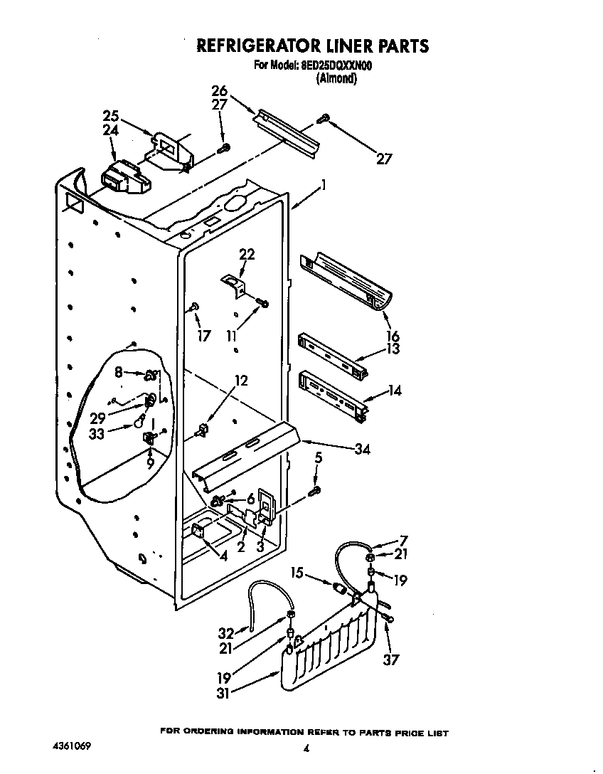 Whirlpool 8ED25DQXXN00 refrigerator liner diagram