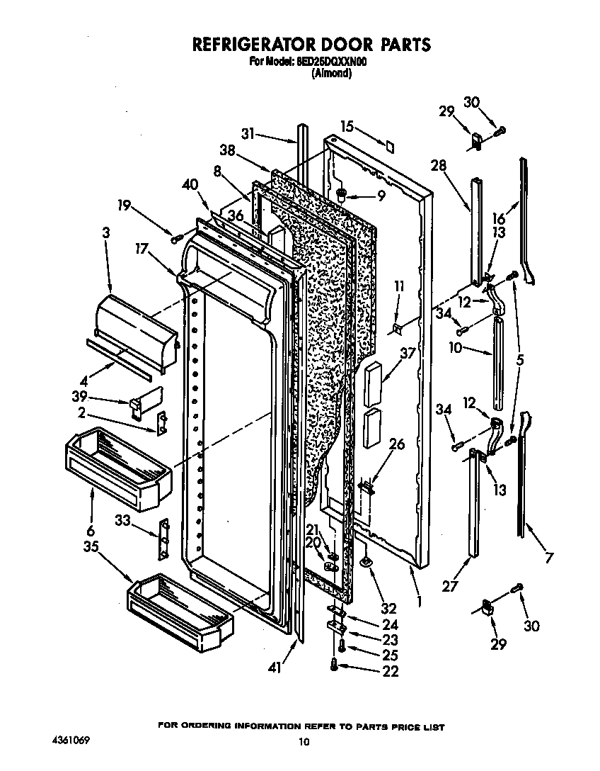 Whirlpool 8ED25DQXXN00 refrigerator door diagram