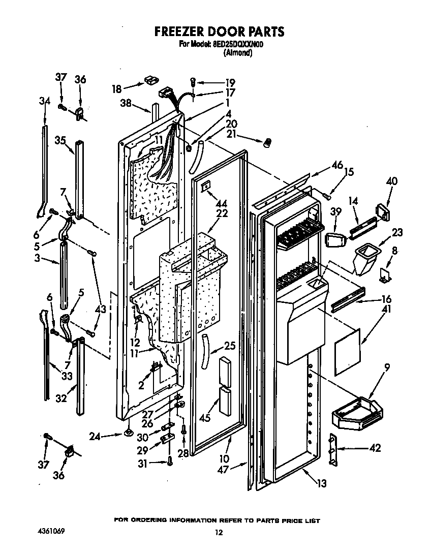 Whirlpool 8ED25DQXXN00 freezer door diagram