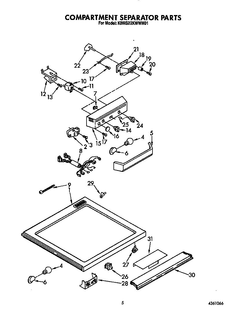 KitchenAid KBRS22KWWH01 compartment separator diagram
