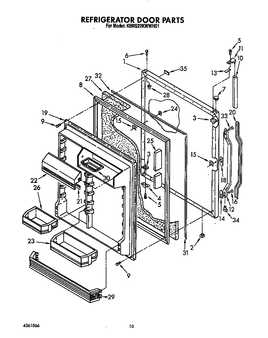 KitchenAid KBRS22KWWH01 refrigerator door diagram