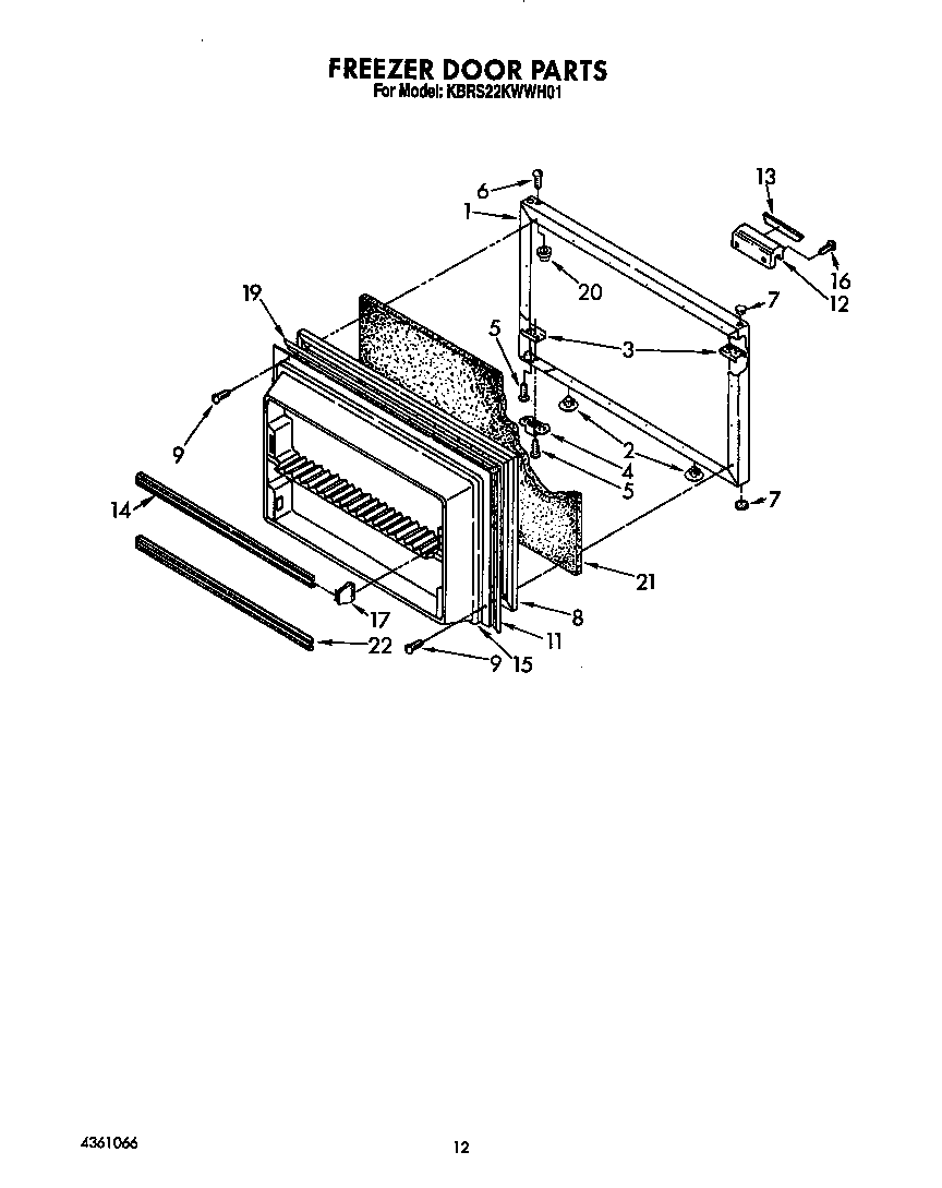 KitchenAid KBRS22KWWH01 freezer door diagram