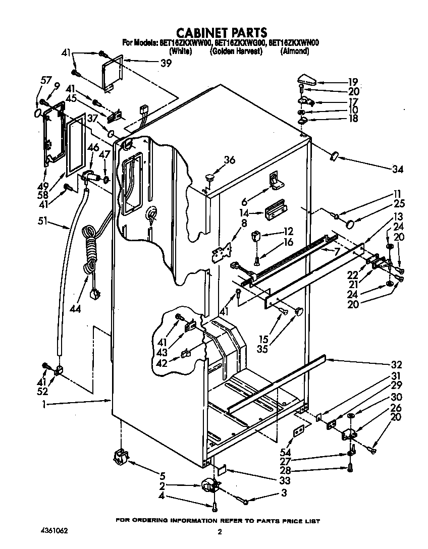 Whirlpool 8ET16ZKXWW00 cabinet diagram