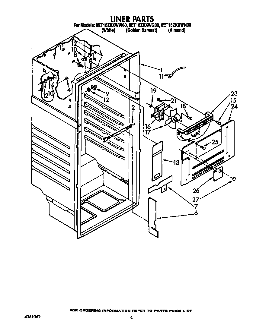 Whirlpool 8ET16ZKXWW00 liner diagram