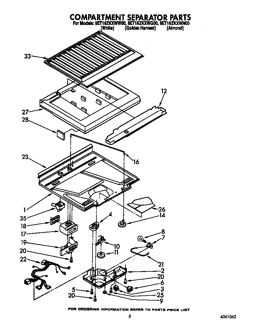 Whirlpool 8ET16ZKXWW00 compartment separator diagram