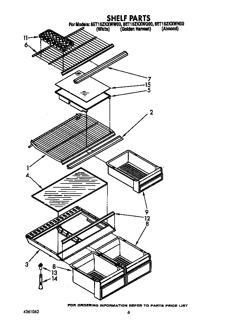 Whirlpool 8ET16ZKXWW00 shelf diagram